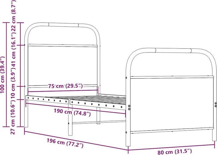 Immagine prodotto vidaXL Letto senza materasso (137 x 190 cm)