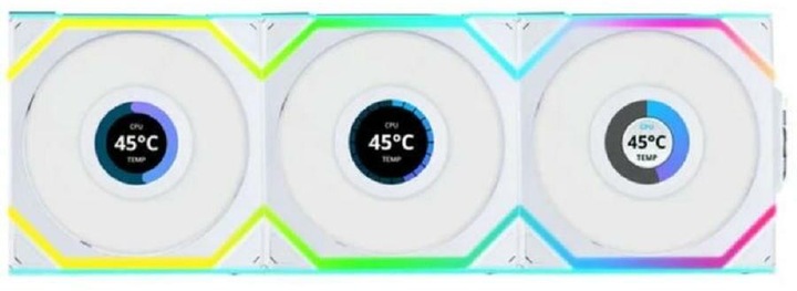 Actual product image Lian-Li UNI FAN SL Wireless LCD Lüfter, ARGB, PWM, 3er-Pack inkl. Controller - 120 mm, weiss (120 mm, 1 x)