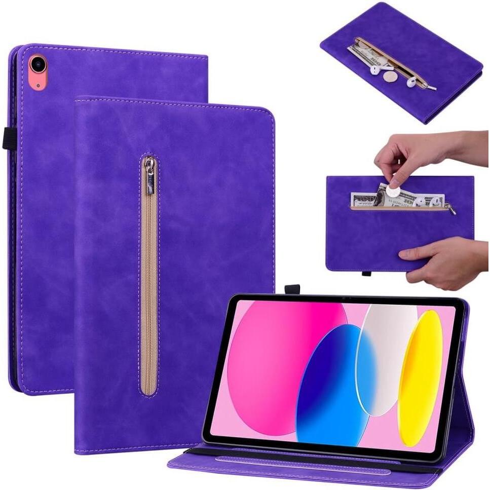 Cover-Discount iPad 2022 (10.Gen) - Schutzhüllle mit Zipper Tasche violett (iPad 2022 (10. Gen)), Tablet Hülle, Violett