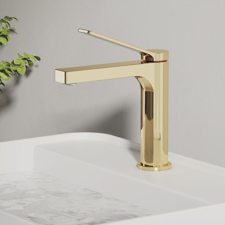 Produktbild Emke Wasserhahn Bad, Champagnergold, Mischbatterie Waschbecken, Messing, Keramikkartusche, einfache Insta