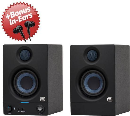 PreSonus Eris 3.5BT Studio Monitor-Boxen 2nd Gen + Bonus In-Ear Kopfhörer (Aktiv, Paar, 2x 25 W)
