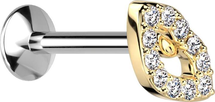 Immagine prodotto Star Piercing Micro Threadless UFO Labret bocca d'argento cristalli placcati oro argento (Acciaio chirurgico 316L, Ottone)