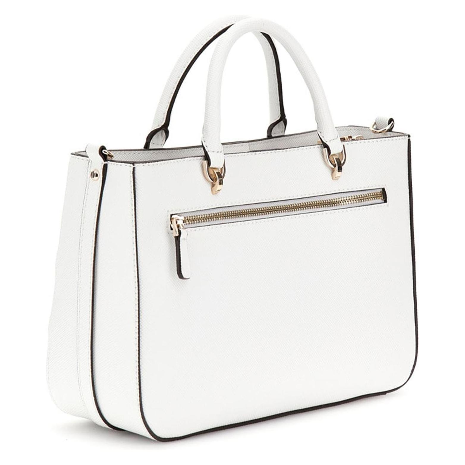 Guess, Damen, Tasche, Handtas Schoudertas Bramina Girlfriend Satchel White Wit, Weiss