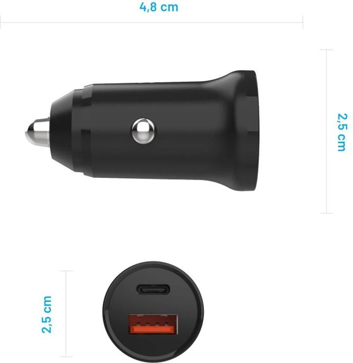 Produktbild Fixed USB-C/USB Car Charger 20W, Black