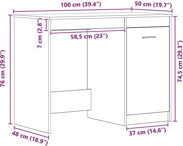 Immagine prodotto vidaXL Moderner Schreibtisch (50 x 100 x 76 cm)