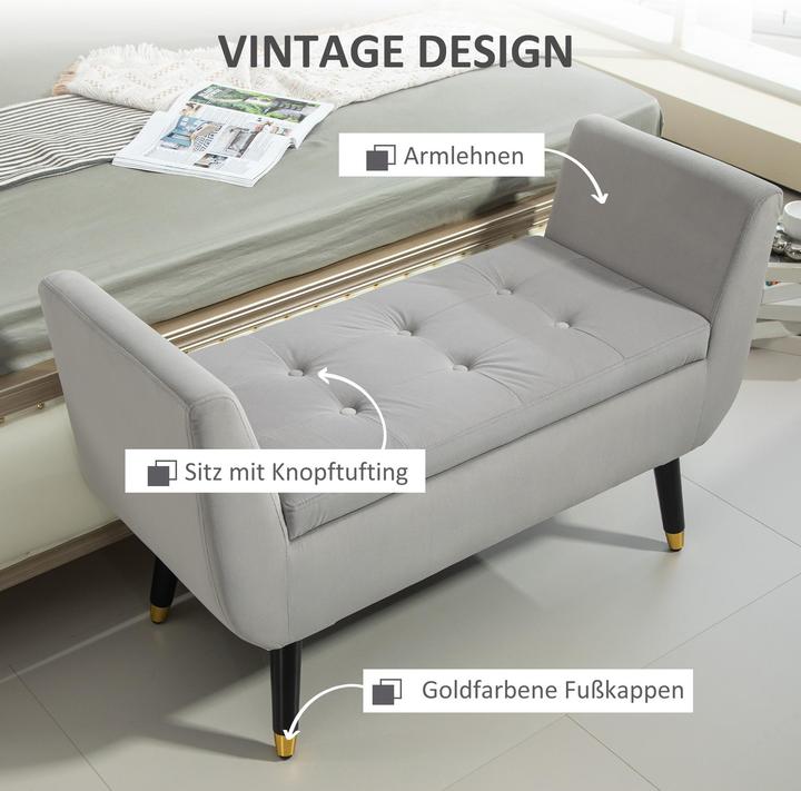 Image du produit Homcom Sitzbank Polyester, Schaumstoff Hellgrau (107 cm)