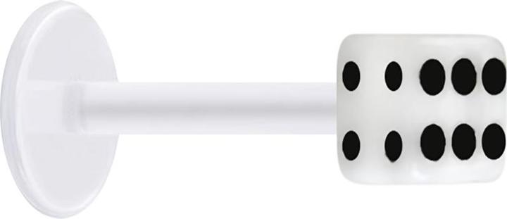 Produktbild Star Piercing Micro Labret transparent mit Würfel weiss (Acryl, ohne Messing, Bioflex)
