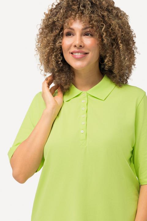 Immagine prodotto Ulla Popken Maglia polo in piqué con abbottonatura con nastro di velluto e mezze maniche (46, 48)