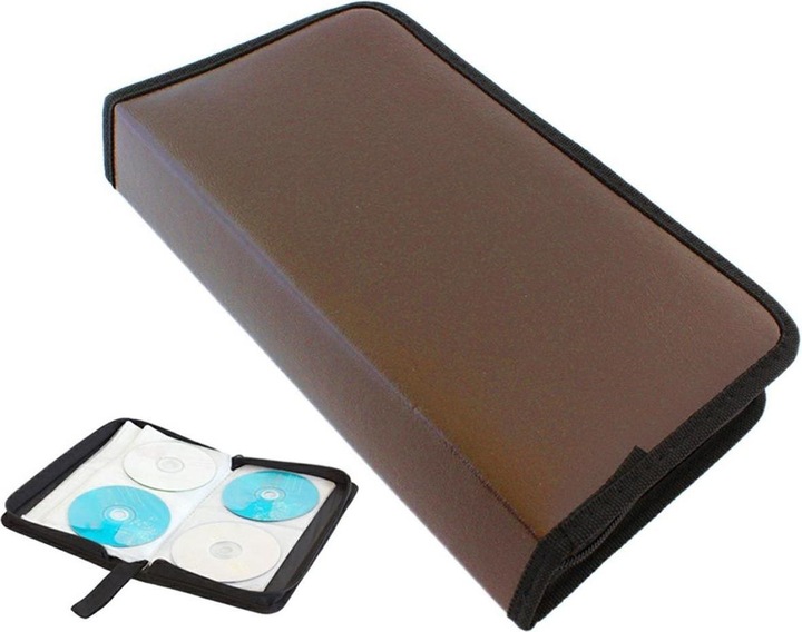 Actual product image Aptel CD sleeve - 80 discs - brown - organic leather