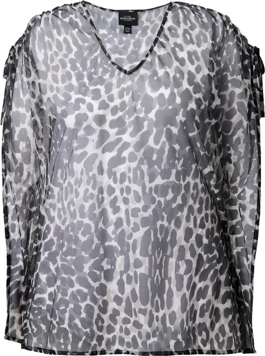 Actual product image Ulla Popken Sheer Leopard Print Cape Blouse (46, 48)