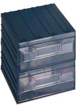 Produktbild RS PRO Kunststoff Schubladenmagazin Transparent, 2 Einschübe, 208mm x 208mm x 222mm