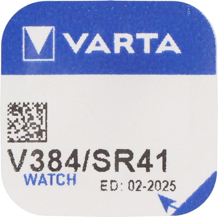 Actual product image Varta 384, V384, SR41, SR41SW, GP192 Knopfzelle für Uhren etc. (1 pcs., LR41, 42 mAh)