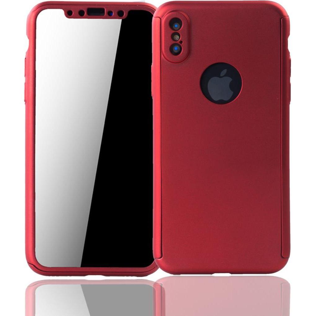 Thumbnail - König Design Hülle Handy Schutz für Apple iPhone XS Full Case Cover Displayschutz Bumper Rot (Apple iPhone XS), Smartpho...