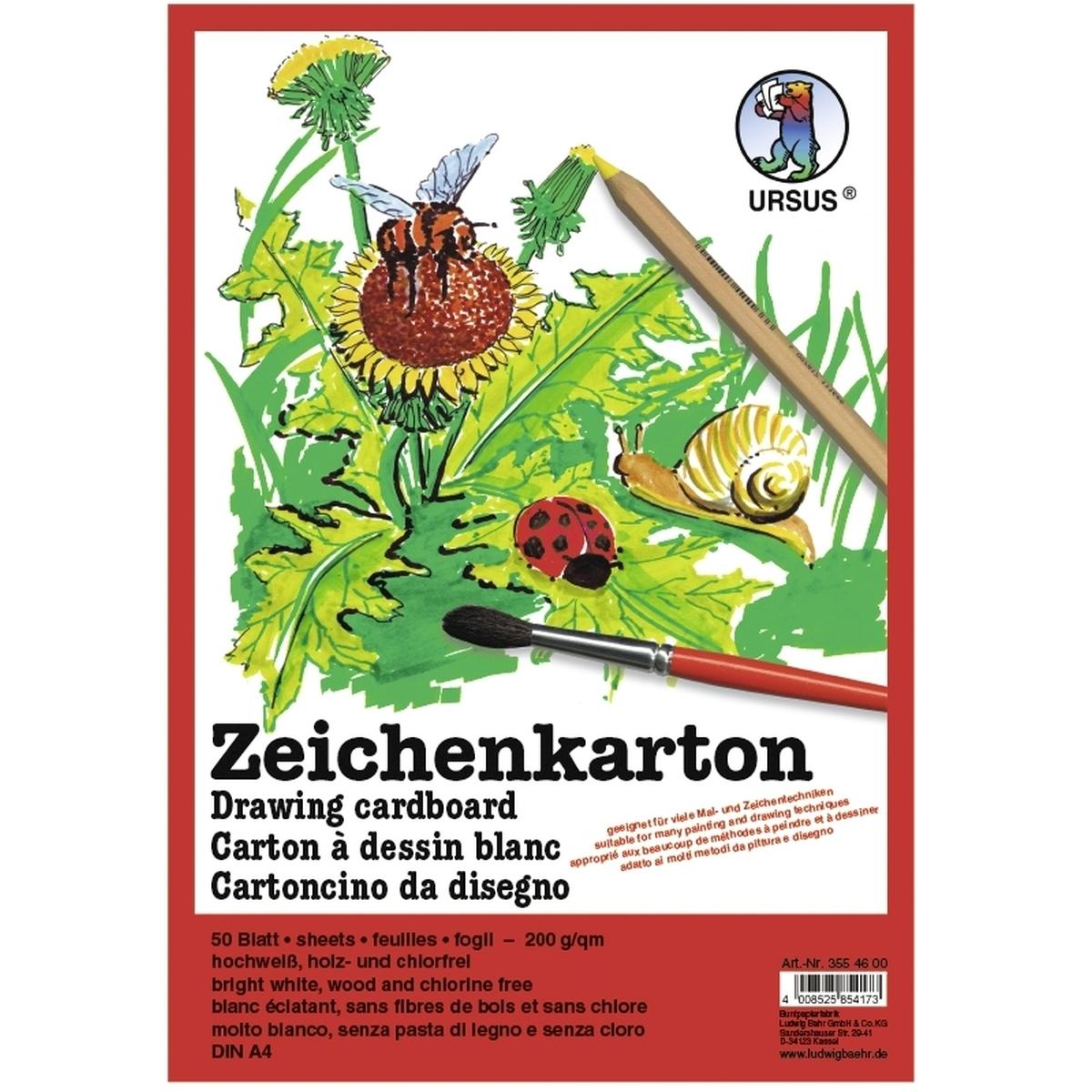 Ursus, Bastelpapier, Zeichenkarton 200g/qm A3 VE=10 Bogen (200 g/m², 1 x)