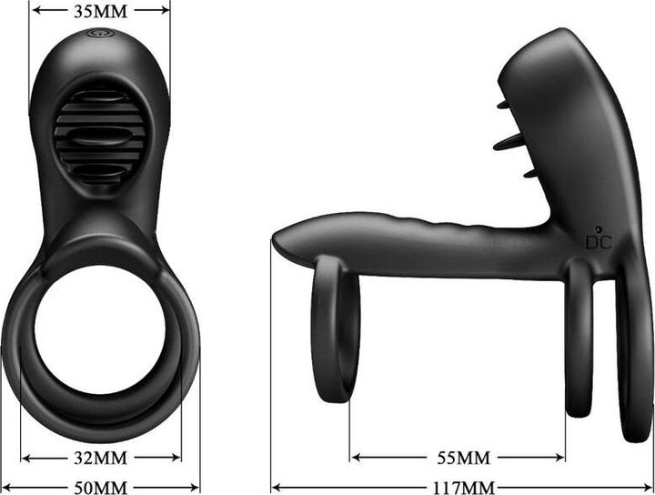 Actual product image Baile Pretty Love - Jammy Penis Sling 12 Vibration And Lick Settings Rechargeable Silicone