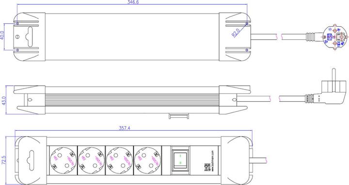 Produktbild Bachmann Connect Us (4 x, CEE 7/3, 2 m)