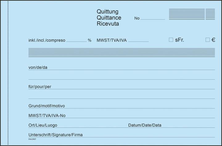 Produktbild Favorit Durchschreibebuch Quittungen mit Selbstdurchschreibepapier (50x)
