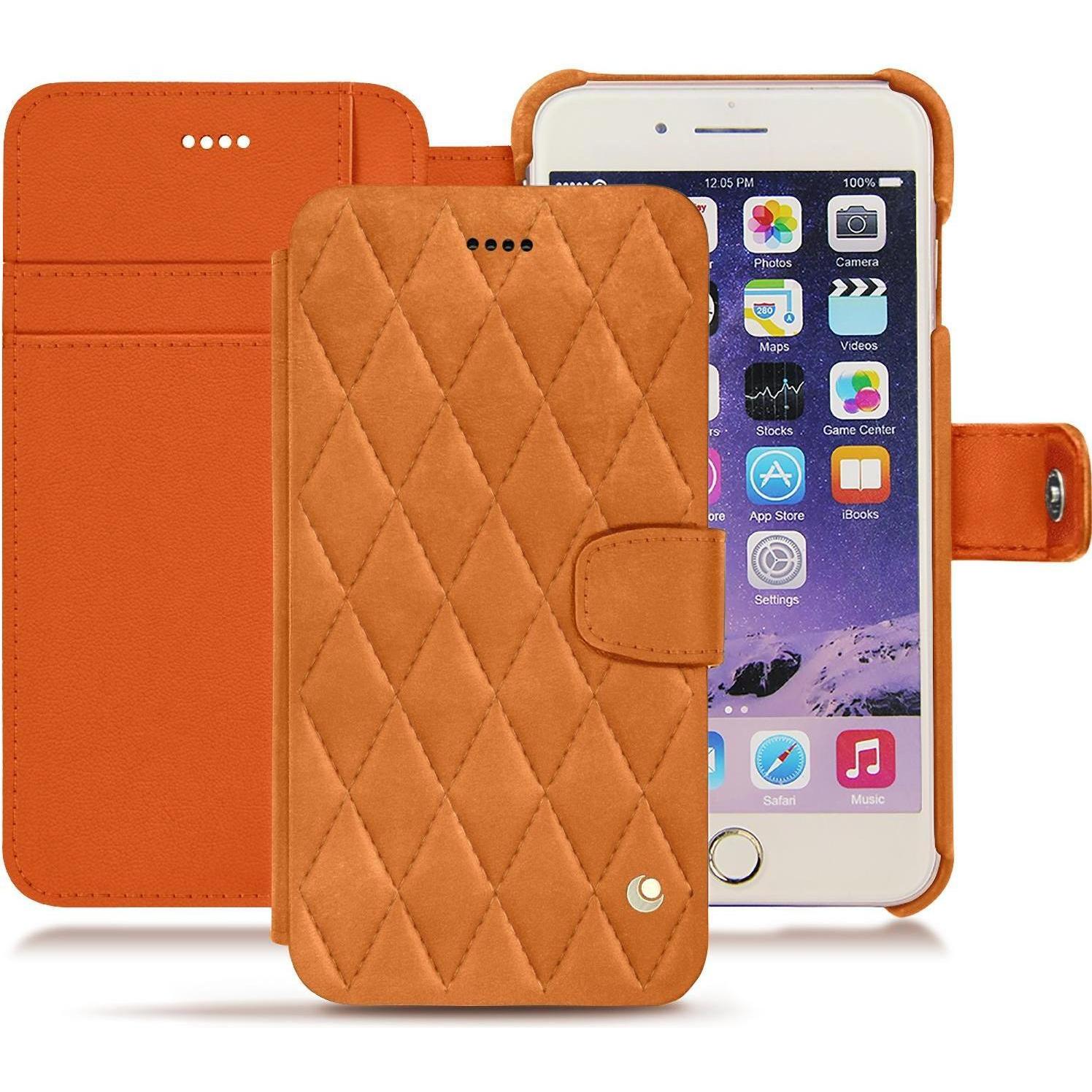 Noreve Lederschutzhülle Wallet (Apple iPhone 7 Plus), Smartphone Hülle, Orange