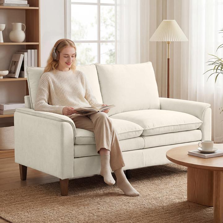 Produktbild Homcom Zweisitzer Sofa Chenille (100 % Polyester) Cremeweiss (2-Sitzer)