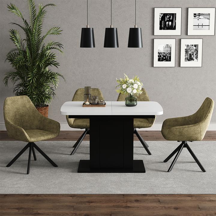 Produktbild Vicco Esstisch Fenaro, Weiss/Schwarz/Schwarz, 120 x 80 cm (120 x 80 x 76 cm)
