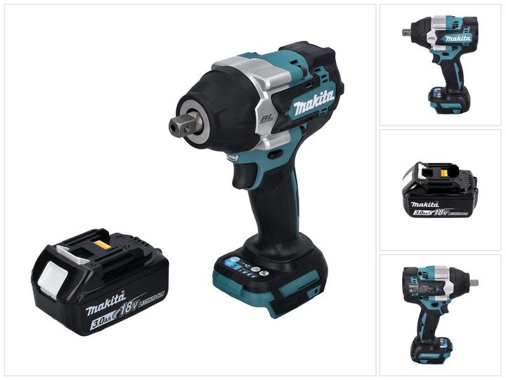 Actual product image Makita DTW 701 F1 Battery impact wrench 18 V 700 Nm 1/2" XPT Brushless + 1x battery 3.0 Ah - without (Rechargeable battery operated)