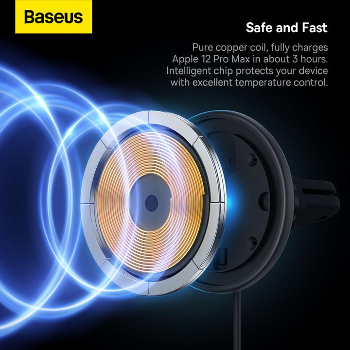 Productafbeelding Baseus Magnetische autotelefoonhouder CW01 aan ventilatierooster met autolader USB-C, 15W + 25W (zwart)