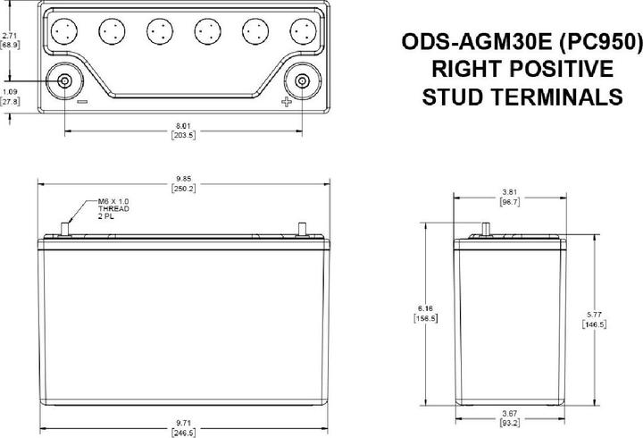 Actual product image Odyssey AGM battery (12 V, 34 Ah, 400 A)