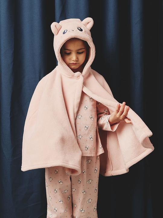 Produktbild Vertbaudet Mädchen Schlafanzug-Set: Cape mit Katzenohren, Shirt & Hose KATZE (146, 152)