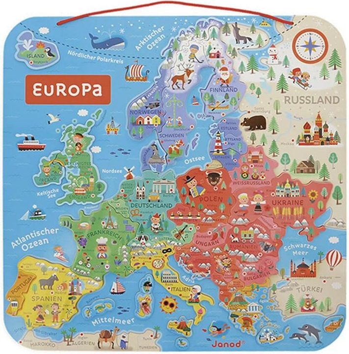 Actual product image Janod Magnetic map Europe (40 pieces)