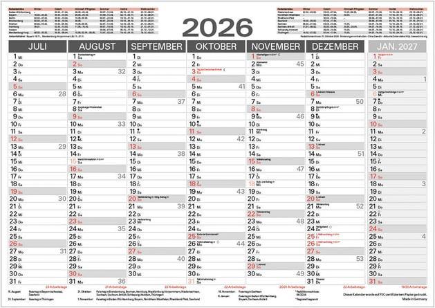Produktbild TafelkalenderA3'Stabil'2026 (A3)