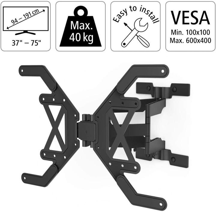 Image du produit Hama Fullmotion Ultraslim (Mur, 40 kg, 37" - 75")