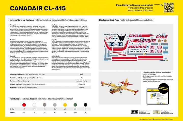 Valeurs nutritives et ingrédients Heller Canadair CL-415