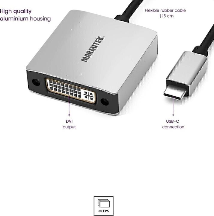 Produktbild Marmitek Adapter Connect USB-C > DVI (USB Typ-C, 15 cm)