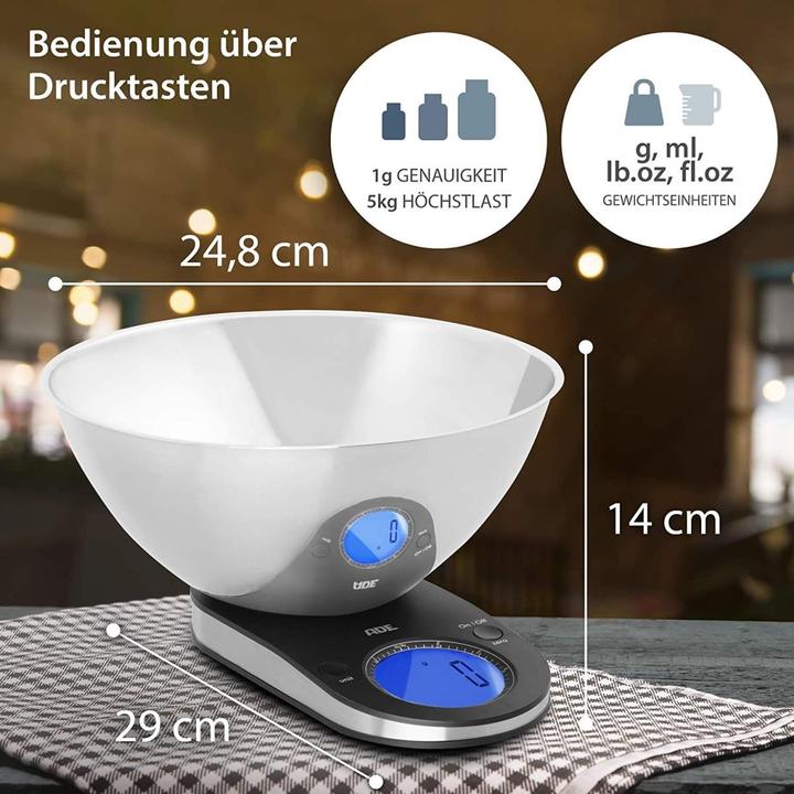 Produktbild ADE Küchenwaage Tosca Silber Schwarz