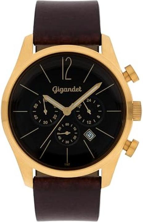 Gigandet Chronographe d'affaires étanche avec boîtier en acier inoxydable et verre minéral