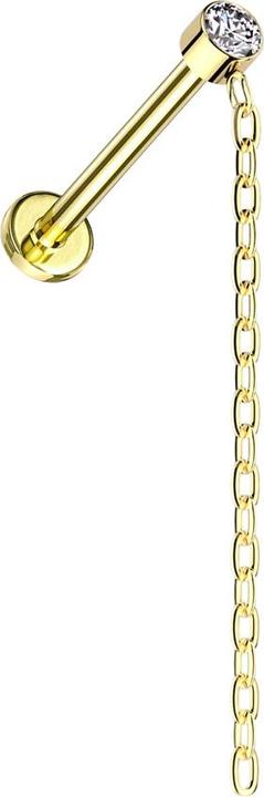 Star Piercing Micro Labret Innengewinde vergoldet Zylinder vergoldet Kristall silber Anhänger Kette vergoldet (ohne Messing, Titan)