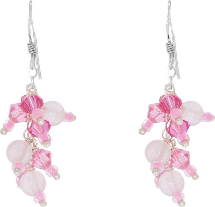Actual product image Luxxos Set "with necklace earrings and bracelet with rose quartz". (925 Sterling silver)