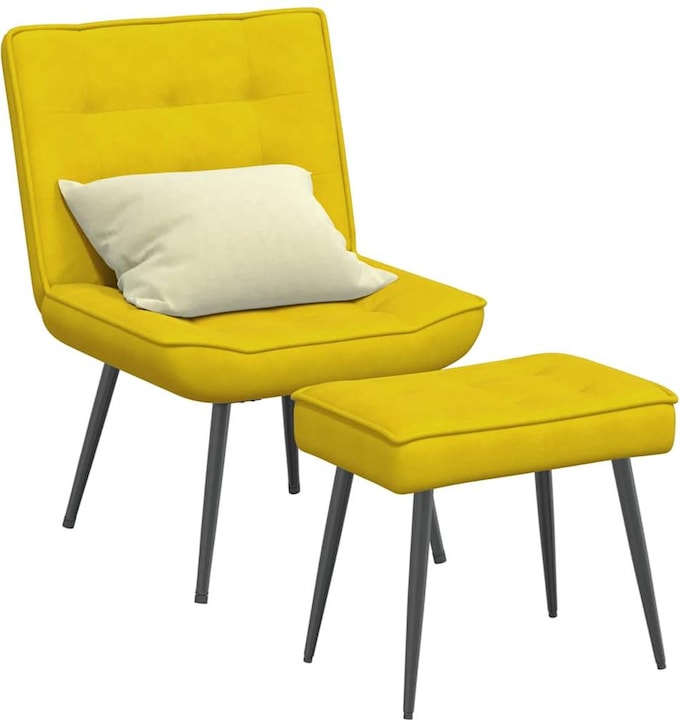 Immagine prodotto VidaXL Poltrona relax con sgabello poltrona in velluto giallo poltrona con sgabello