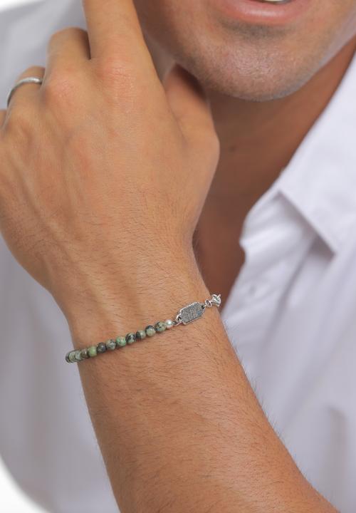 Immagine prodotto Haze & Glory Bracciale Turchese africano perline oceaniche argento 925 (19 cm, Acciaio inossidabile, Argento 925, Nessuna pietra)
