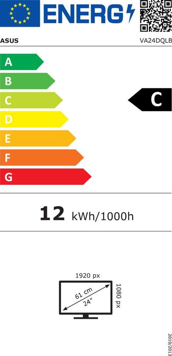 Energy Label ASUS Va24Dqlb 60,5 cm (23,8") 1920 x 1080 Pixel Full HD LED Schwarz (1920 x 1080 pixels, 23.80")