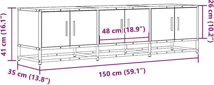Actual product image vidaXL TV cabinet Lowboard TV cabinet TV table Brown oak look (150 x 35 x 41 cm)