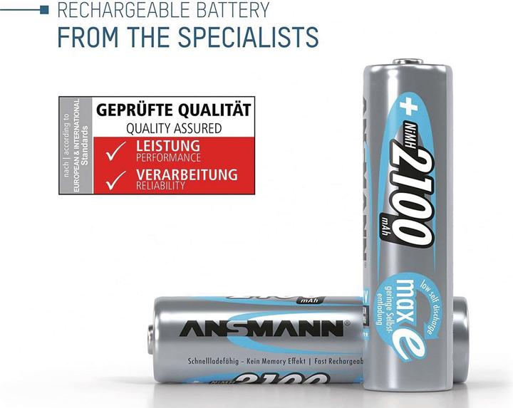 Immagine prodotto Ansmann AA (4 pz., AA / LR6 / LR06 / Mignon / R6 / R14505, 2100 mAh)