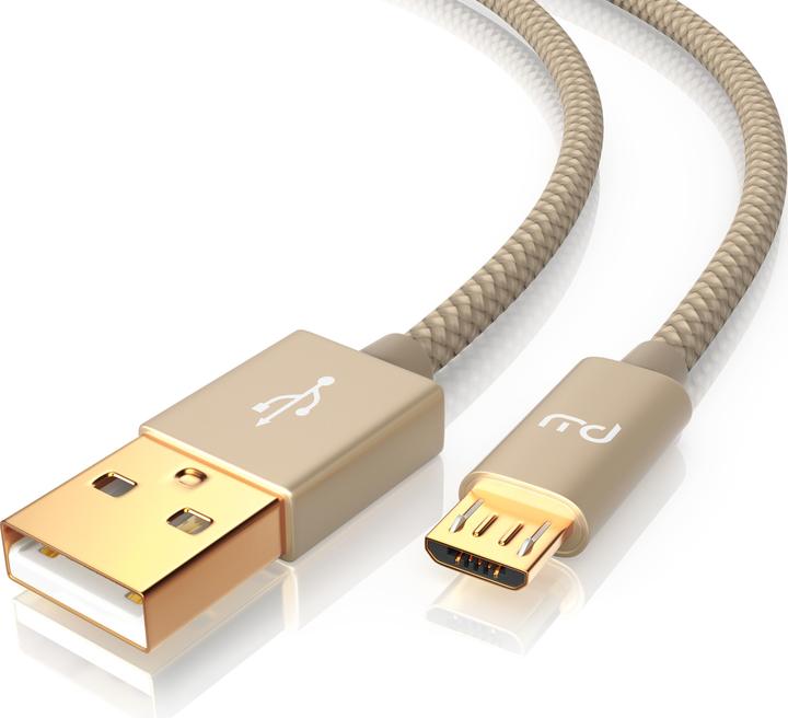 Actual product image Primewire Micro USB Cable - 2.4A MicroUSB Fast Charging Cable, Nylon, Metal Plug, Data Cable Charging Cable (2 m, USB 2.0)