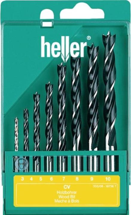 Image du produit Heller Jeu de forets hélicoïdaux pour bois 8 pièces (3 mm, 4 mm, 5 mm, 6 mm, 7 mm, 8 mm, 9 mm, 10 mm)