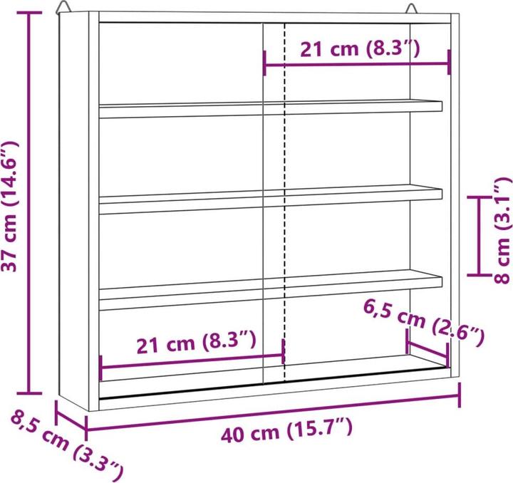 Image du produit vidaXL Hängevitrine (40 x 8.5 x 37 cm)