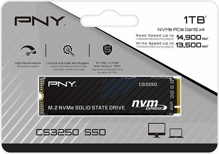 Actual product image PNY *SSD 1TB M.2 2280 PCi5.0 M280CS3250-1TB-TB (1000 GB, M.2 2280)