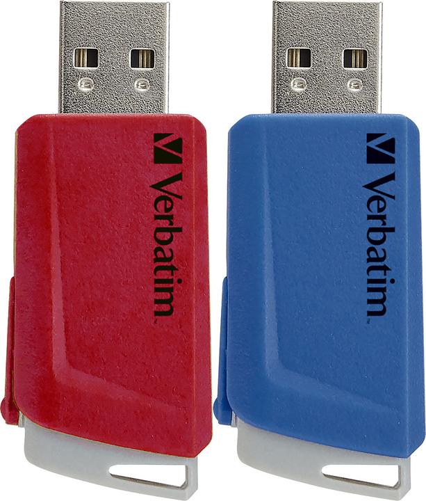 Productafbeelding Verbatim USB-stick 2x 32GB 3.2 Store'n Click Gen1 rood/blauw extern verkooppunt (32 GB, USB-A)