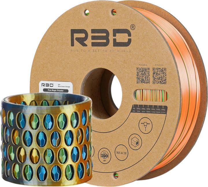 Produktbild R3D eSilk Mystic-PLA Blau-Grün-Orange Filament 1.75mm 1Kg (PLA, 1.75 mm, 1000 g)