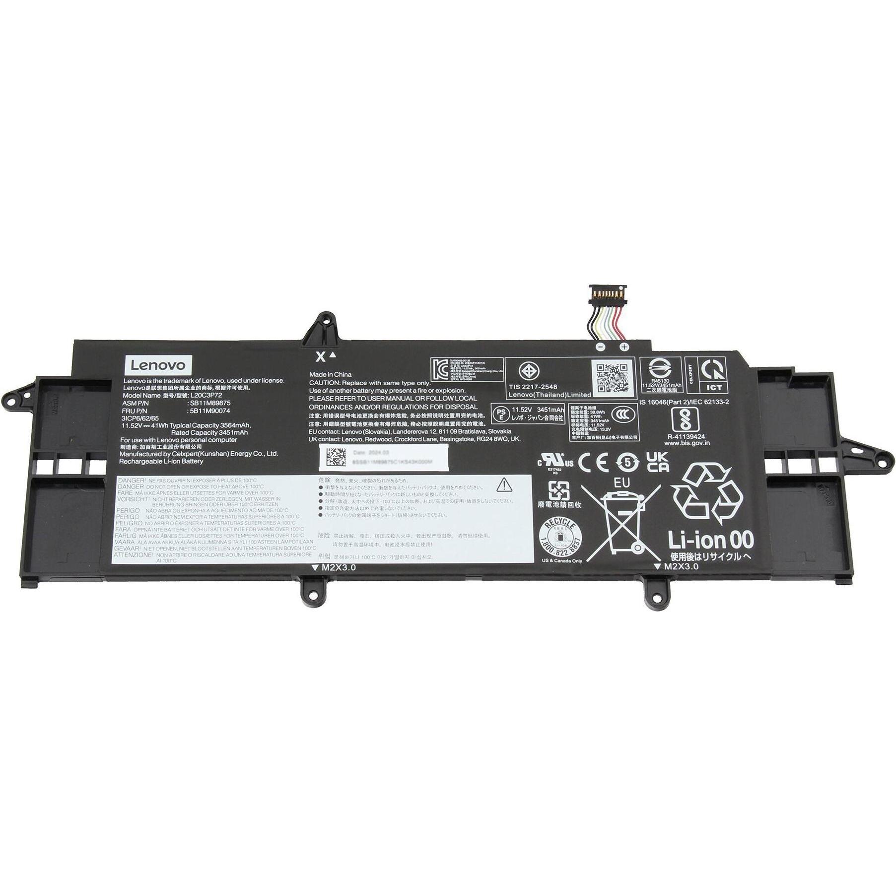 Lenovo 5B10W51825 (3 Zellen, 3560 mAh), Notebook Akku