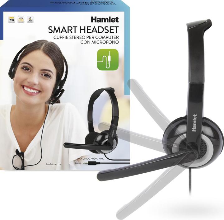 Immagine prodotto Hamlet Smart Cuffia Padiglione auricolare Connettore 3.5 mm Nero, Argento (Cablato)